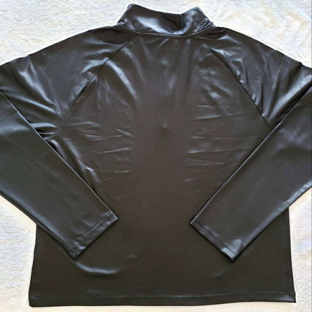 STRETCH THE RULES Long Sleeve Zipper Black Active T-Shirt--NWT--L - Picture 7 of 9